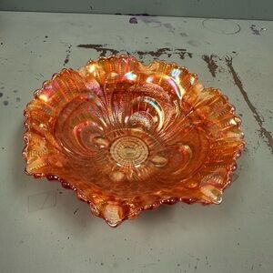 Iridescent Orange Glass Bowl